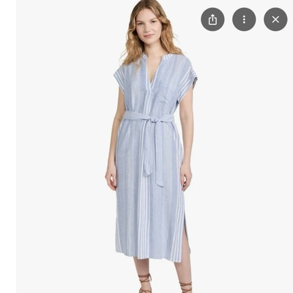 Rails Suri striped linen blend midi dress size XL